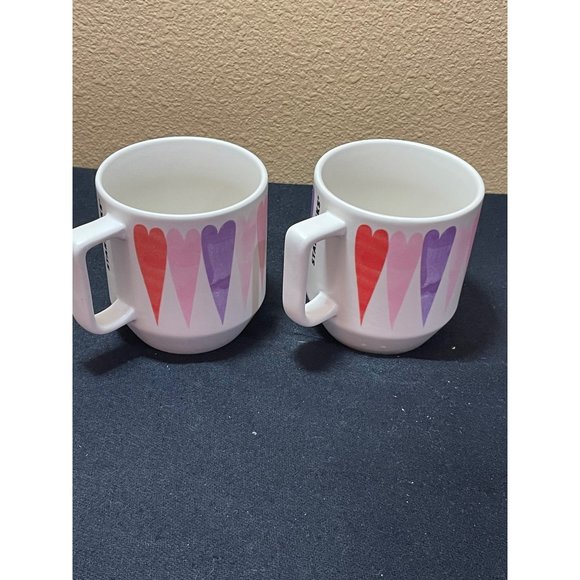 Starbucks Valentine Heart Ceramic Coffee Mug Set Of 2 - Picture 4 of 11
